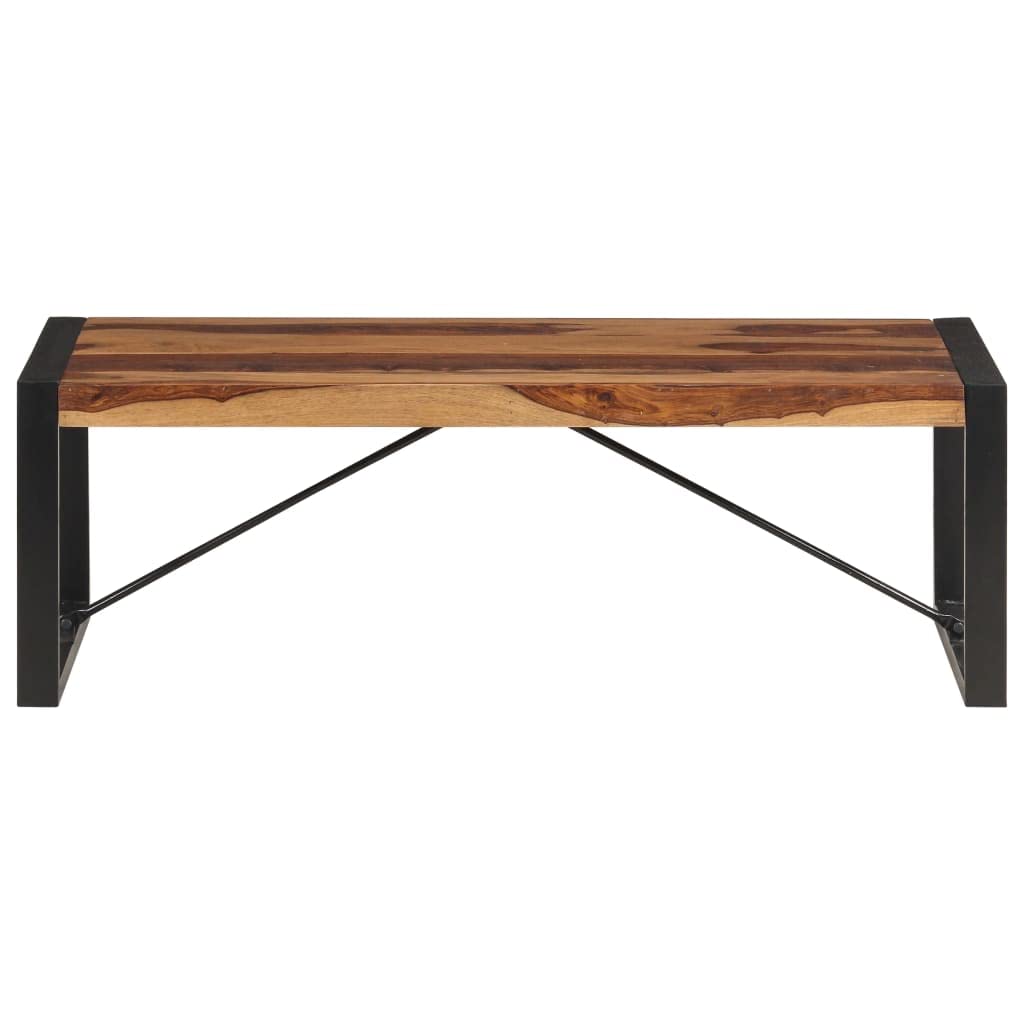 Solid Sheesham Wood Coffee Table with Steel Legs B9356