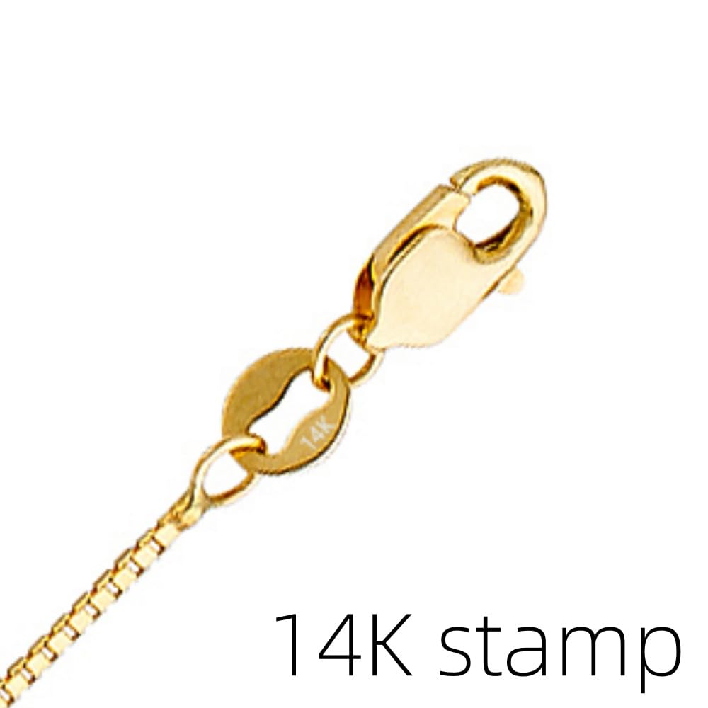 14k Gold Box Chain Necklace with Lobster Claw Clasp G70328