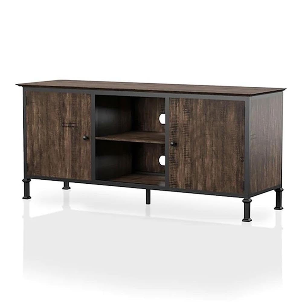 60-Inch Weathered Oak Wood TV Stand with Metal Legs A3017