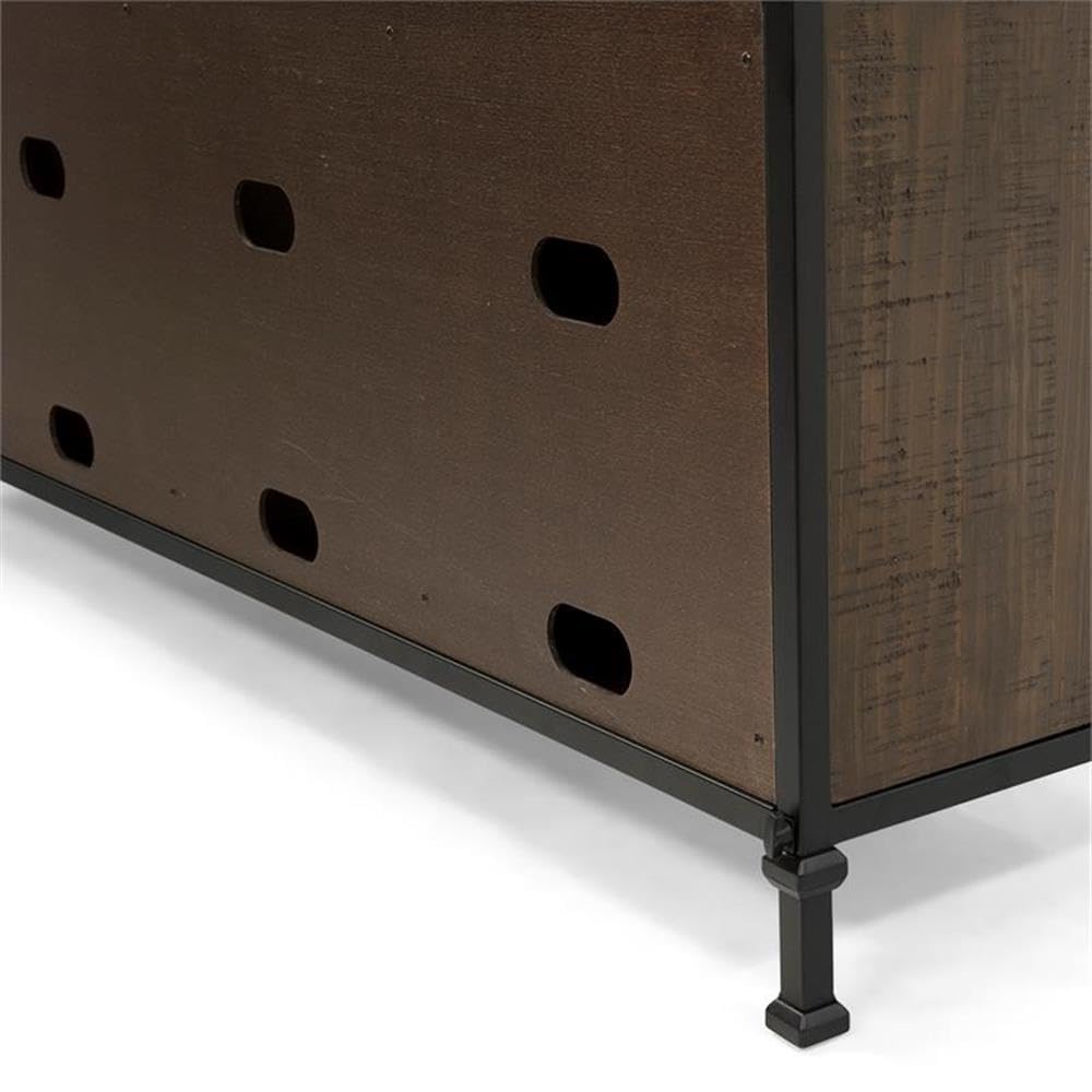60-Inch Weathered Oak Wood TV Stand with Metal Legs A3017