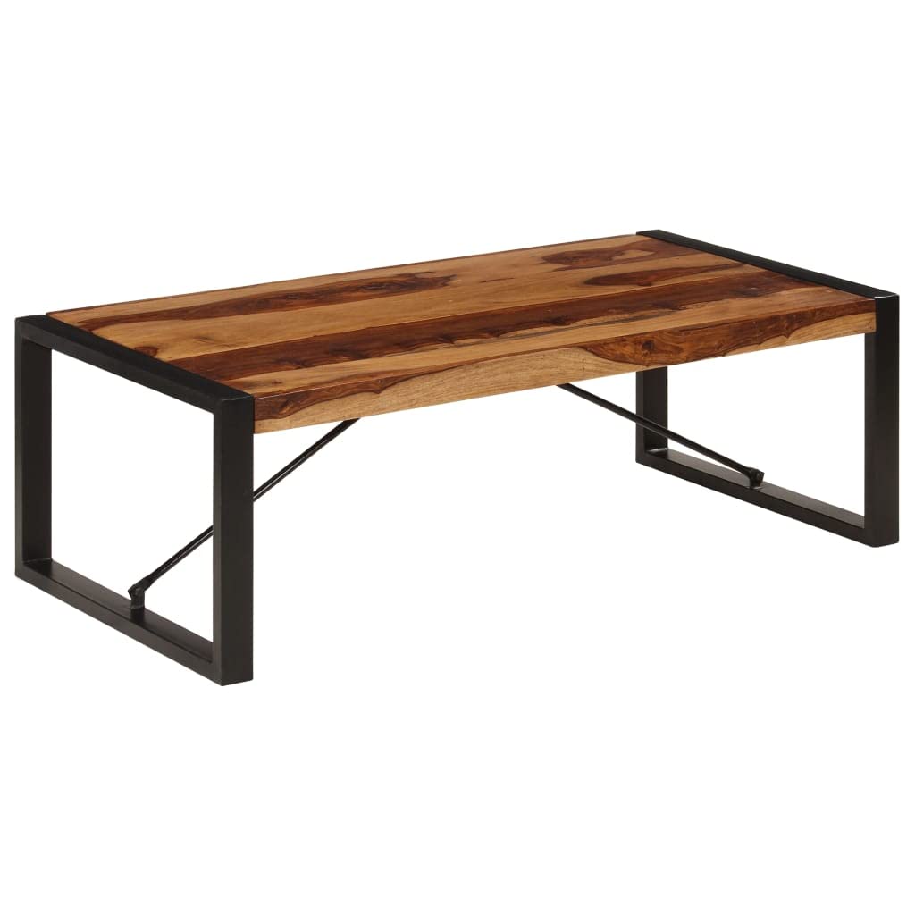 Solid Sheesham Wood Coffee Table with Steel Legs B9356
