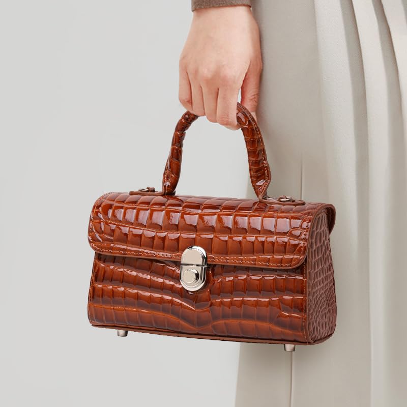 Genuine Cowhide Crocodile Embossed Crossbody Shoulder Bag M432