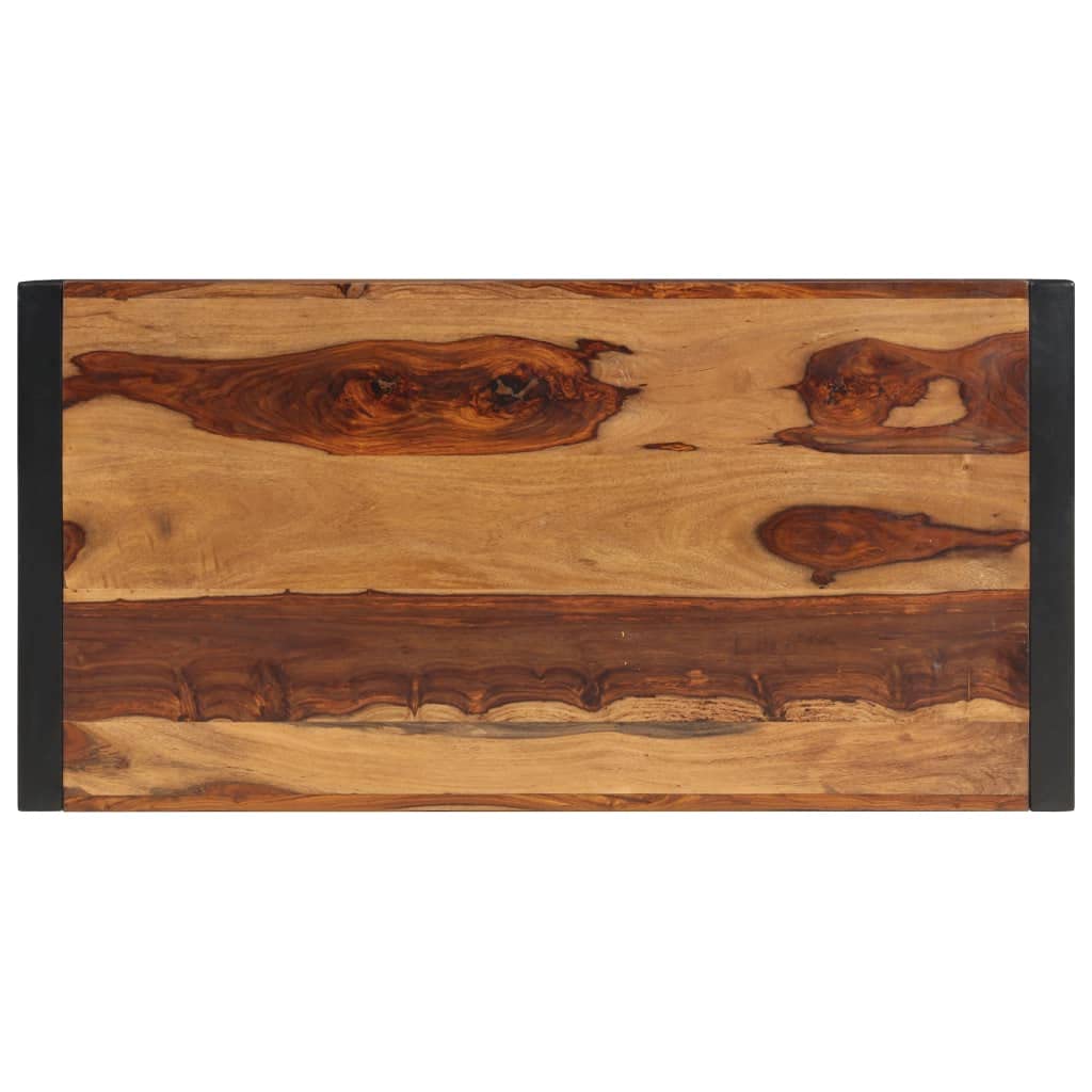 Solid Sheesham Wood Coffee Table with Steel Legs B9356
