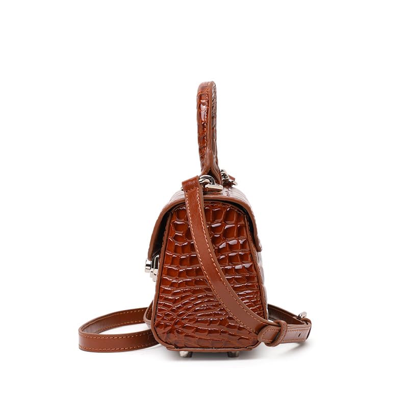 Genuine Cowhide Crocodile Embossed Crossbody Shoulder Bag M432