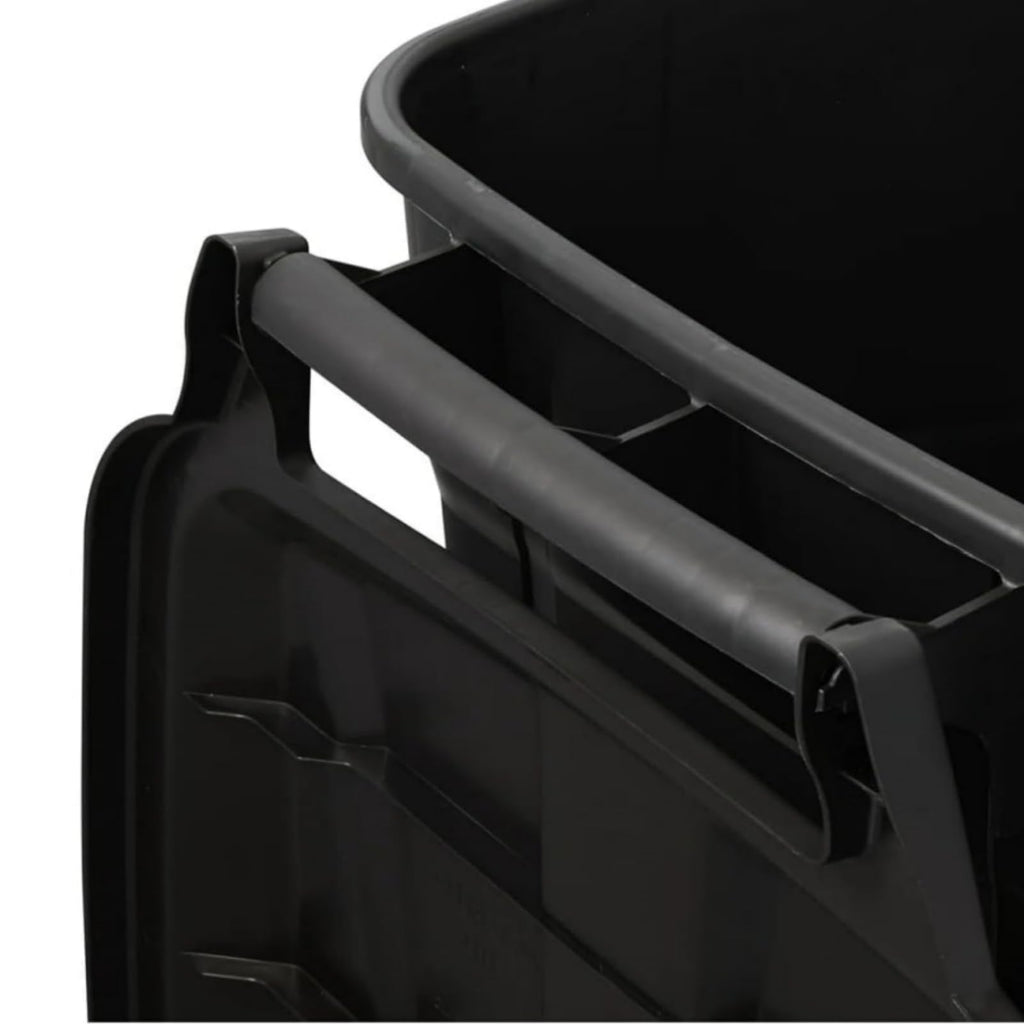 Black 45 Gallon Wheeled Heavy Duty Plastic Trash Can with Lid N3473