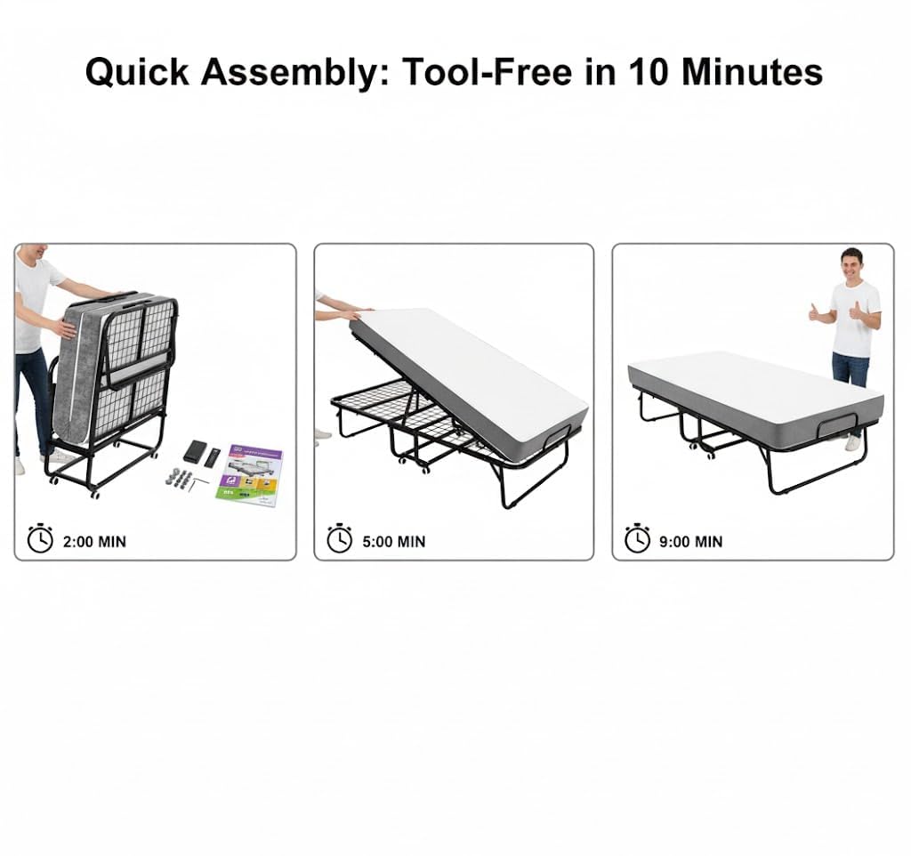 Foldable Bed with 5" Memory Foam Mattress I735
