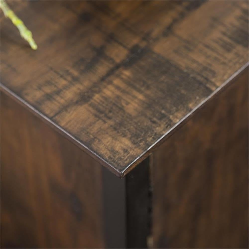 60-Inch Weathered Oak Wood TV Stand with Metal Legs A3017