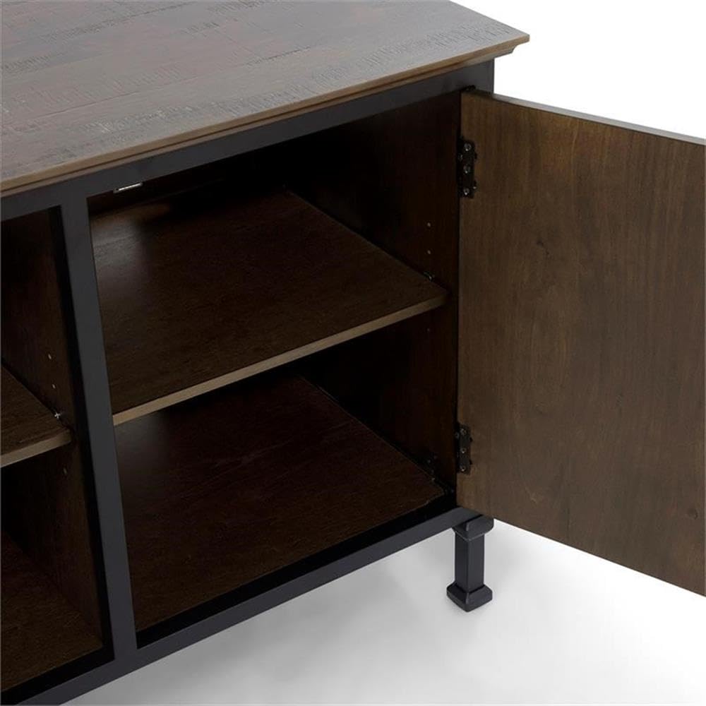 60-Inch Weathered Oak Wood TV Stand with Metal Legs A3017
