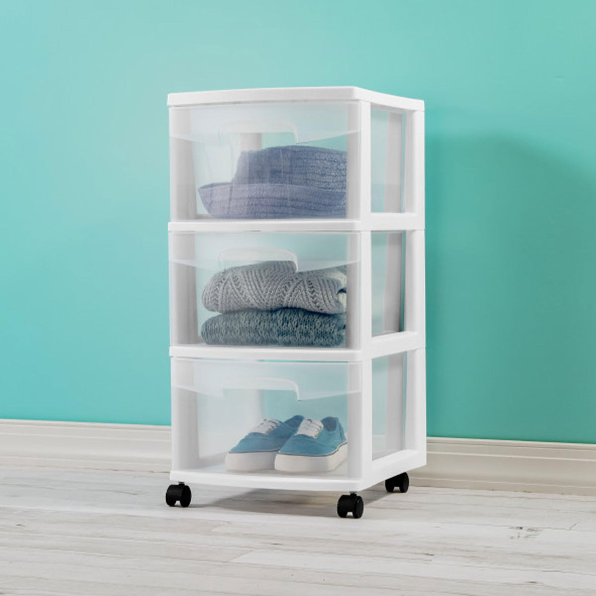 2 Pack White 3 Drawer Plastic Storage Cart E766