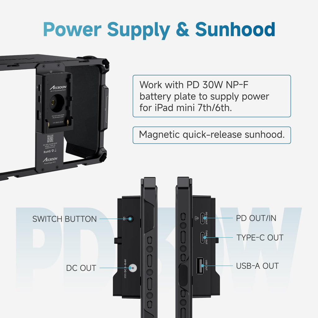 iPad mini Cage with Battery Plate Adapter and Sunhood D494
