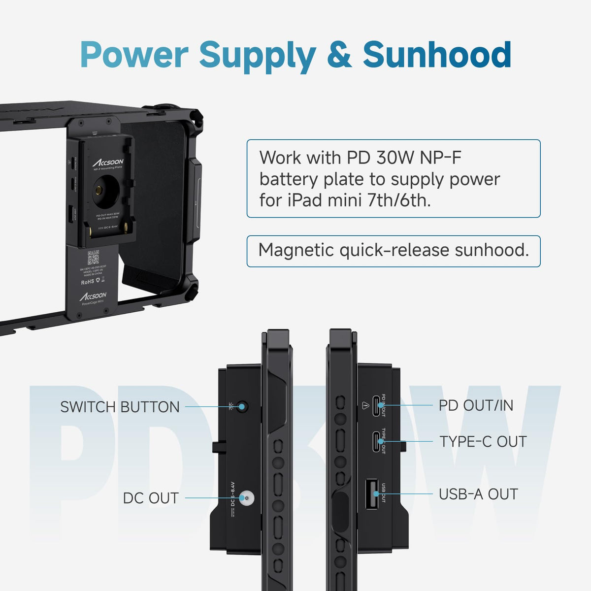 iPad mini Cage with Battery Plate Adapter and Sunhood D494