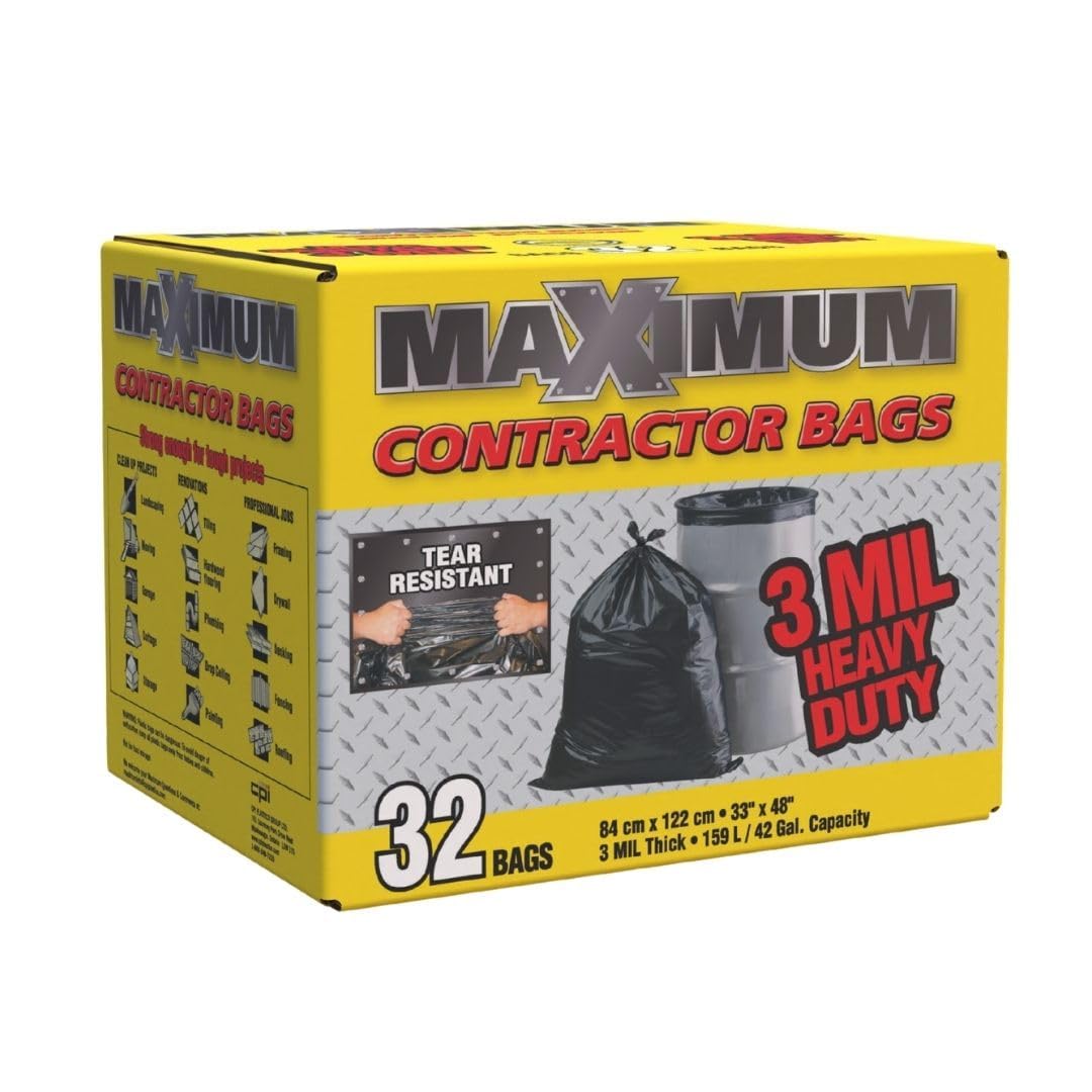 Heavy Duty 42-Gallon 3 Mil Black Garbage Bags 32 Counts P560524