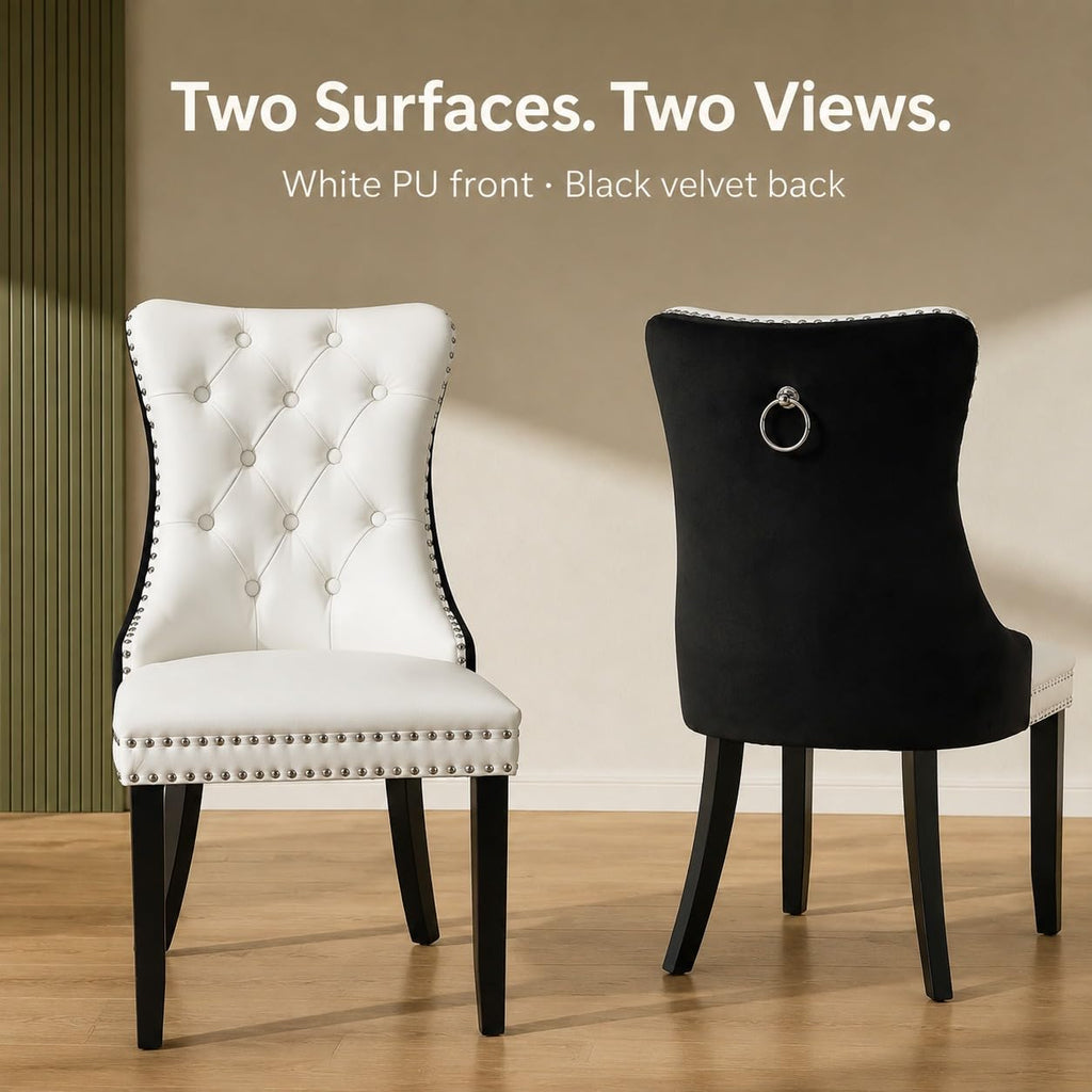 White Black PU Dining Chairs Set of 6 O4024