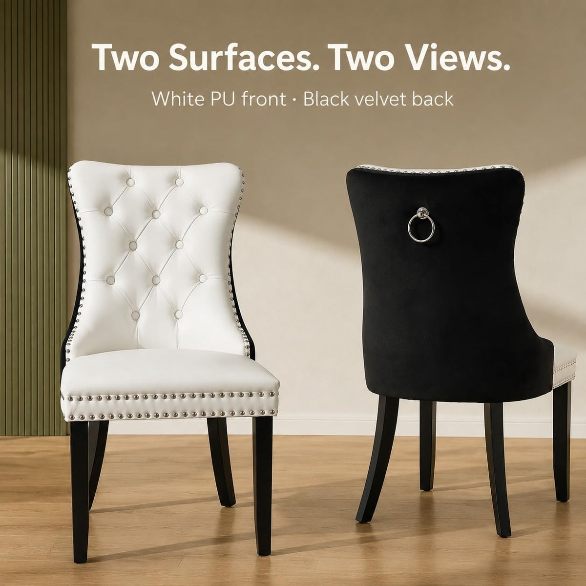 White Black PU Dining Chairs Set of 6 O4024