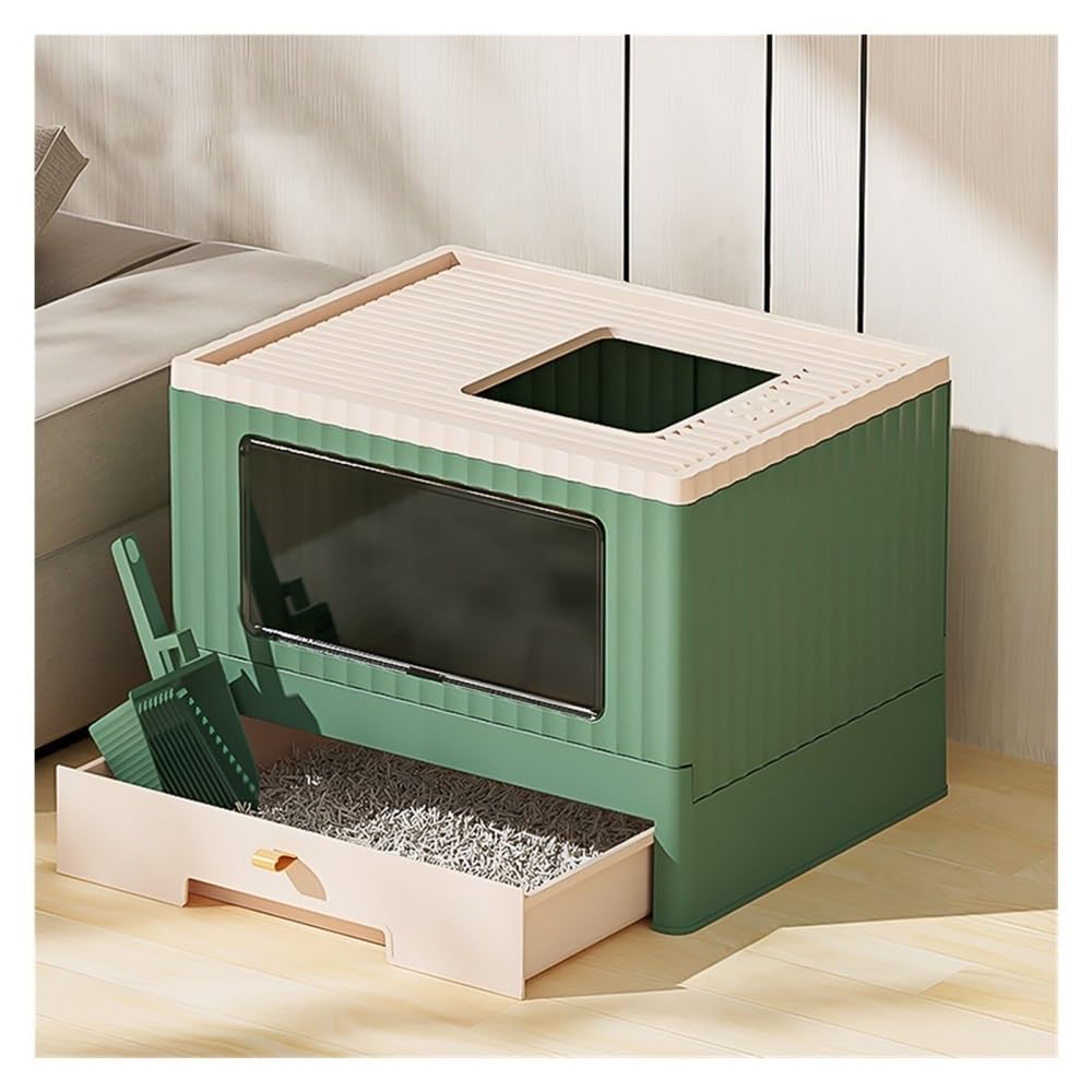 Foldable Enclosed Cat Litter Box with Lid & Scoop Q488