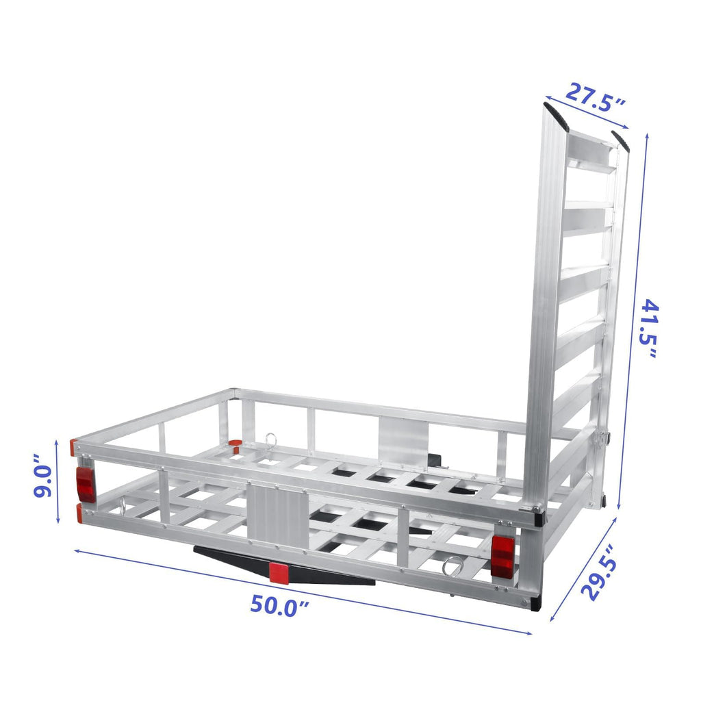 50" x 30" Aluminum Trailer Hitch Cargo Carrier with 41.5" Ramp X386407