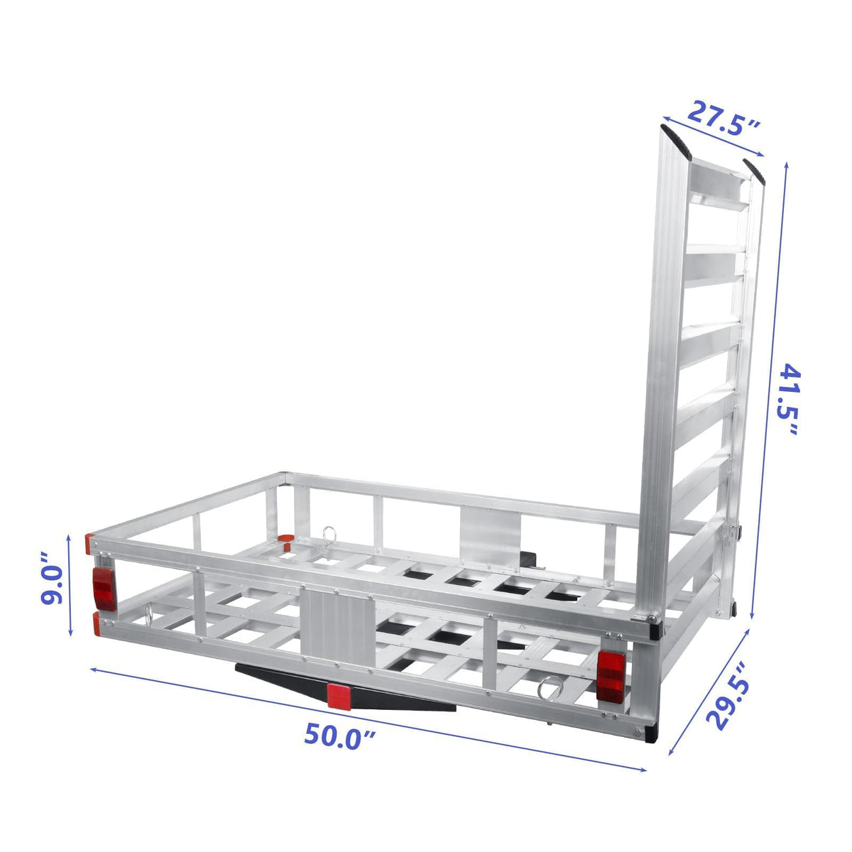 50" x 30" Aluminum Trailer Hitch Cargo Carrier with 41.5" Ramp X386407