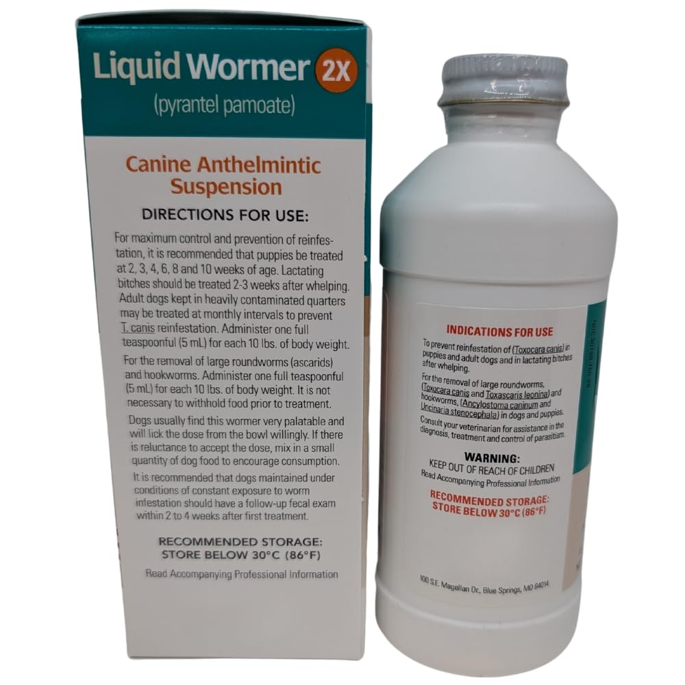 8 oz Pyrantel Pamoate Liquid Wormer for Dogs and Puppies Q8657