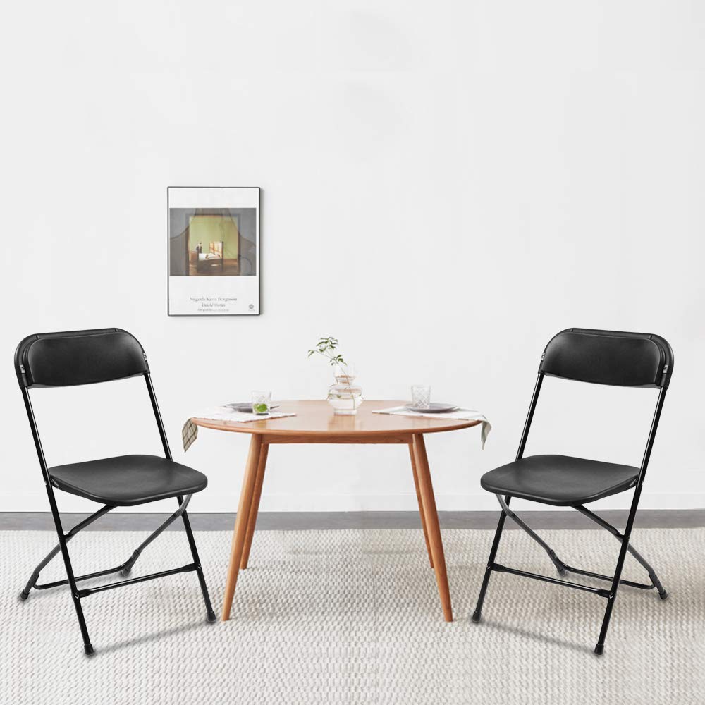 10 Pack Black Stackable Plastic Folding Chairs with Metal Legs H679605