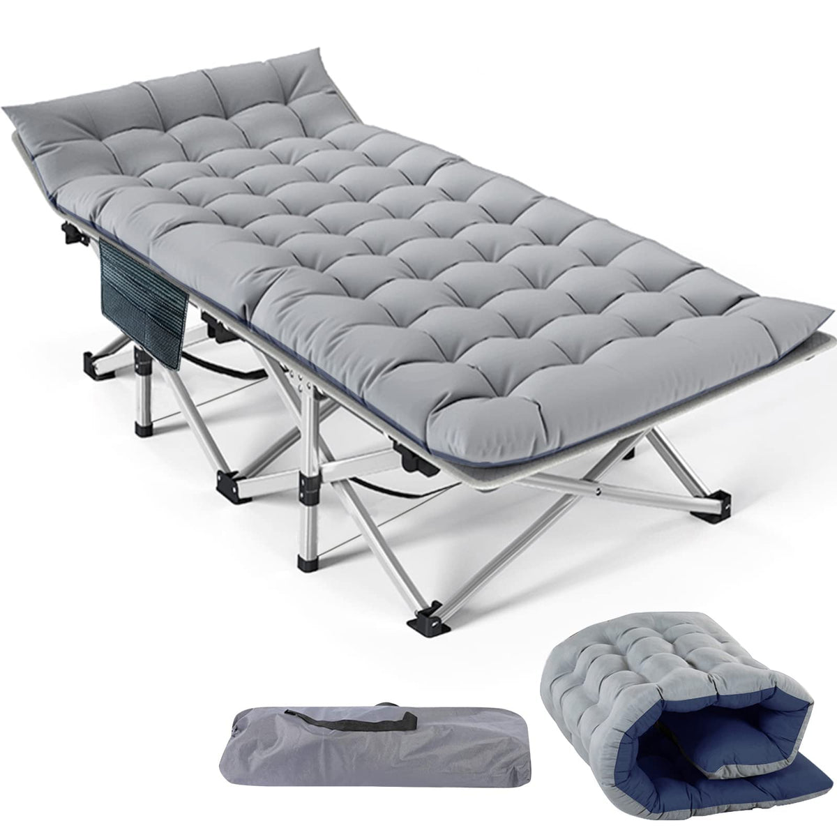 Folding Camping Cot with Mat & Carry Bag J7499