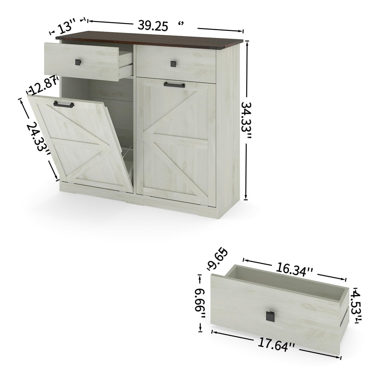 Double Tilt Out Trash Cabinet with Hideaway Drawer C305092