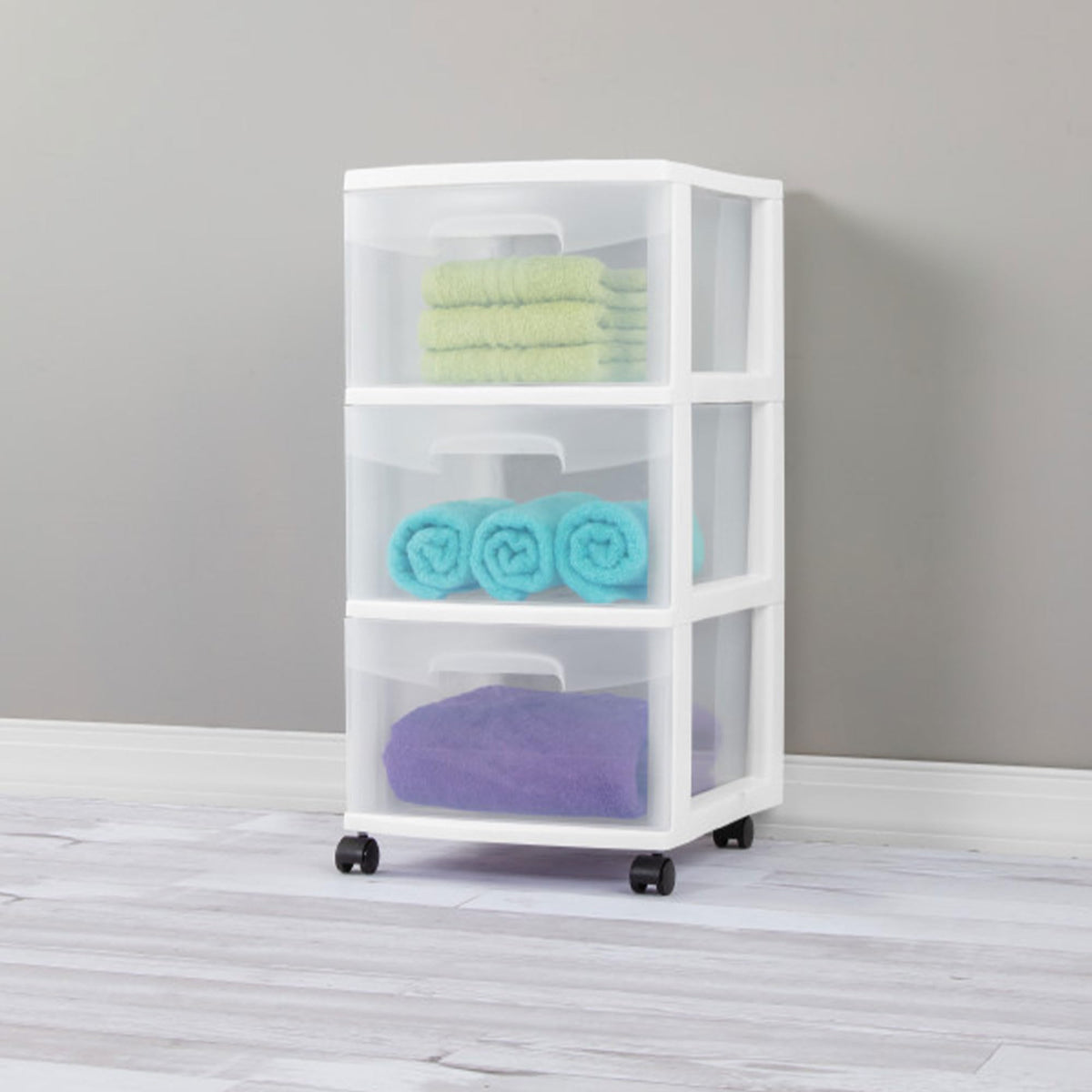 2 Pack White 3 Drawer Plastic Storage Cart E766