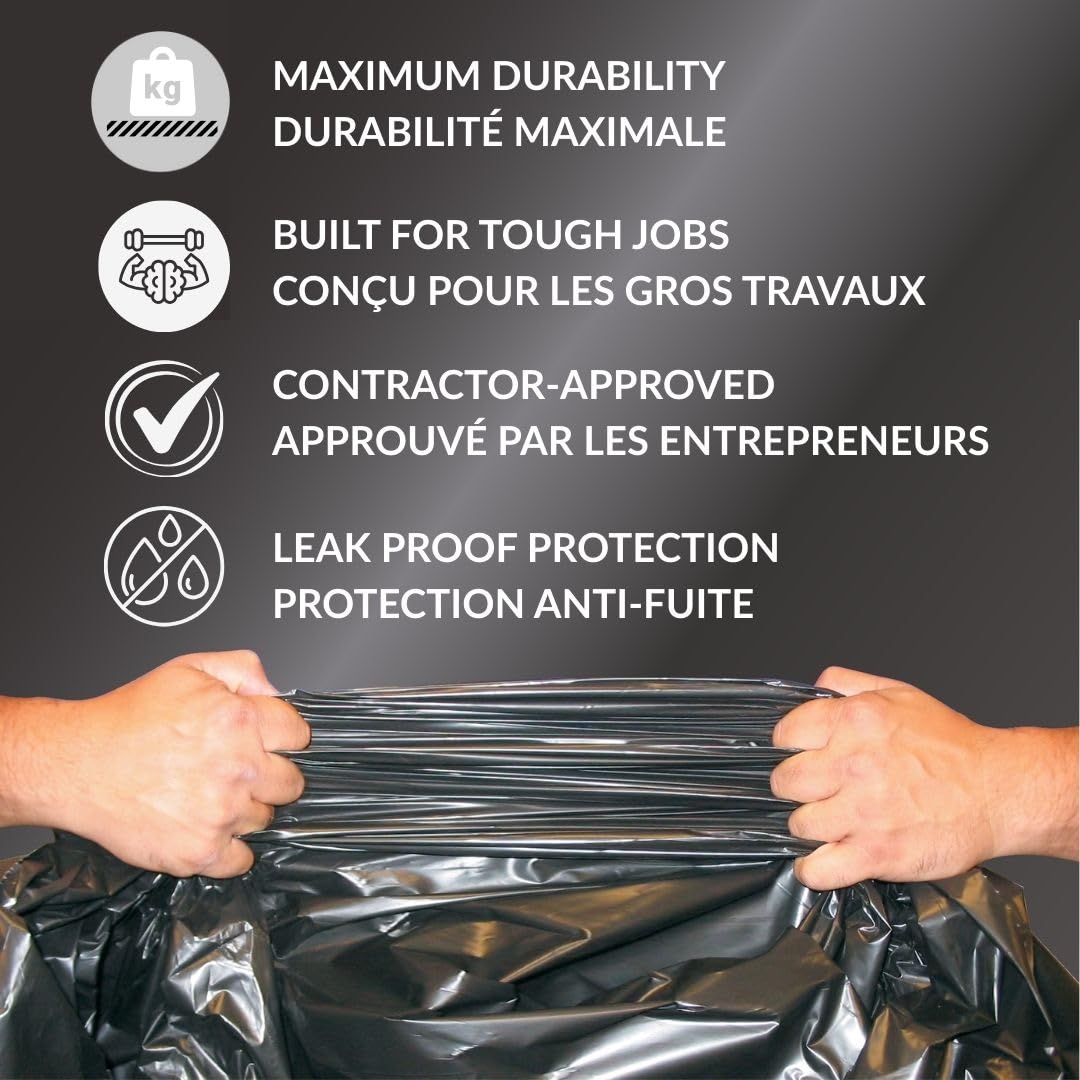 Heavy Duty 42-Gallon 3 Mil Black Garbage Bags 32 Counts P560524