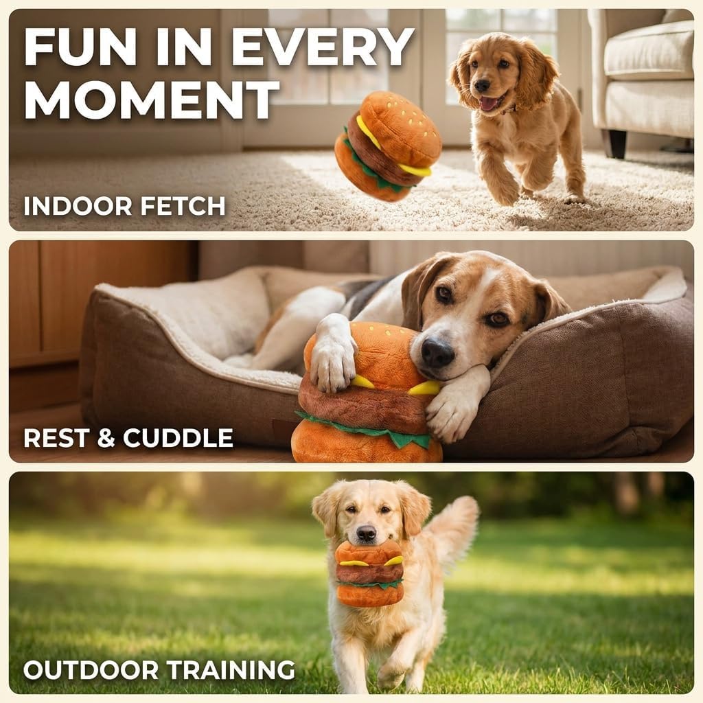 Hamburger Shape Dog Plush Squeaky Toy G883