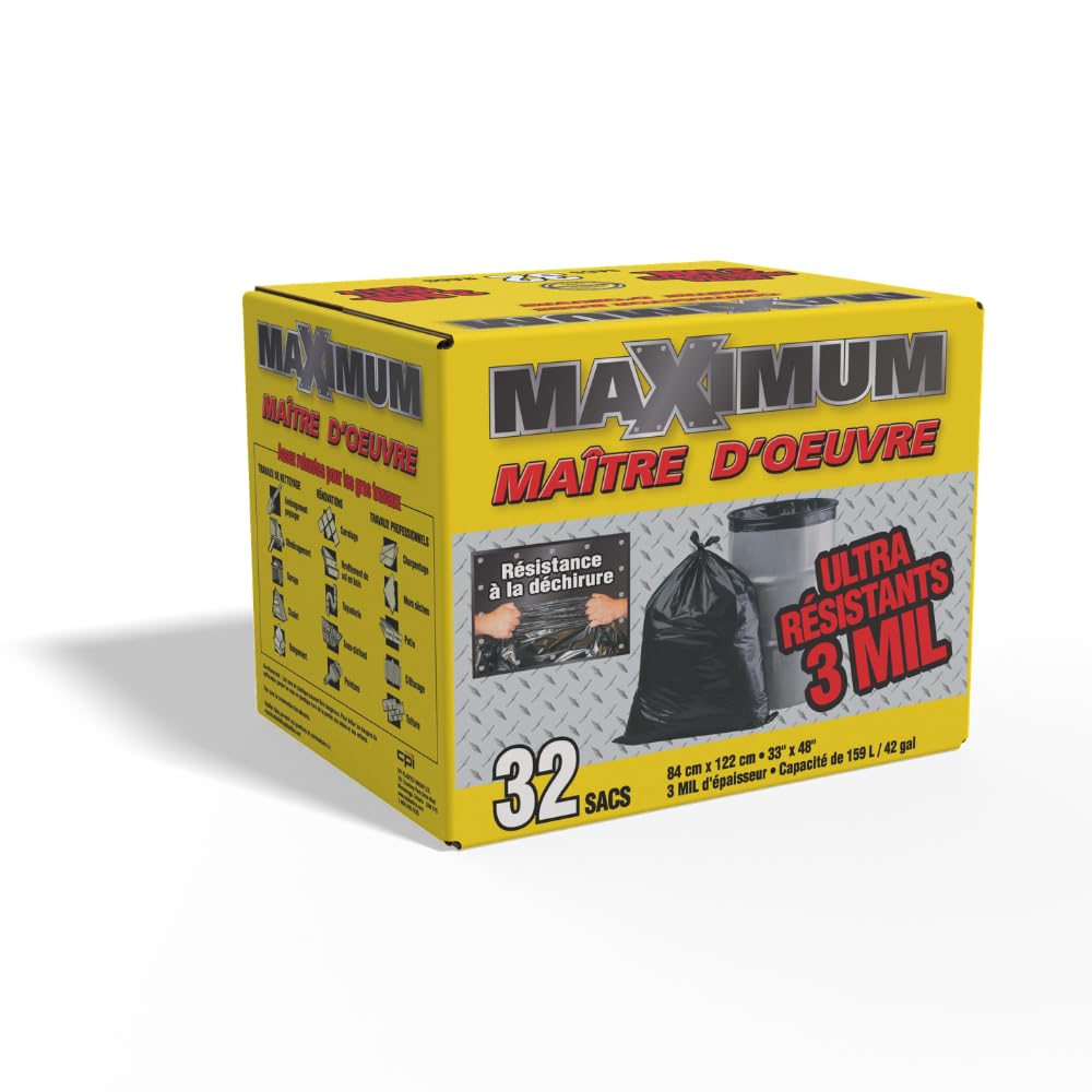Heavy Duty 42-Gallon 3 Mil Black Garbage Bags 32 Counts P560524