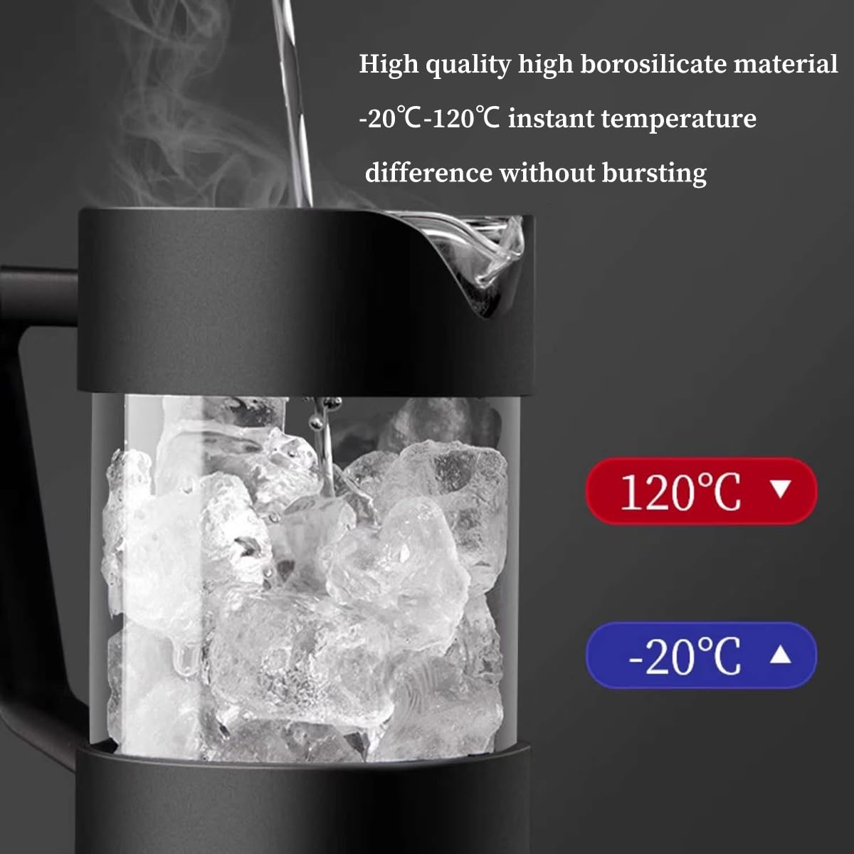 French Press Coffee Maker with 3-level Filter System, Stainless Steel, Borosilicate Glass, 1000ml Q29787