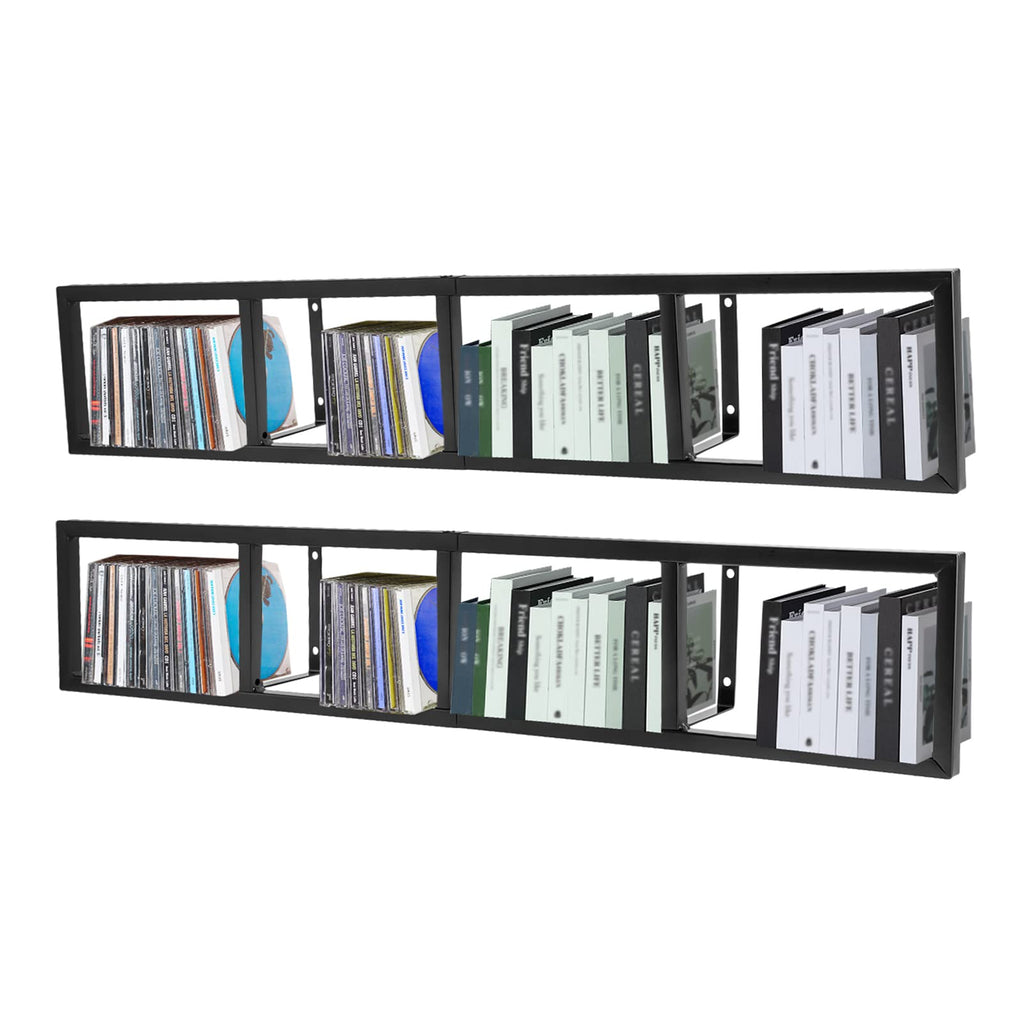 34 Inch Black Metal Media Storage Rack K557416