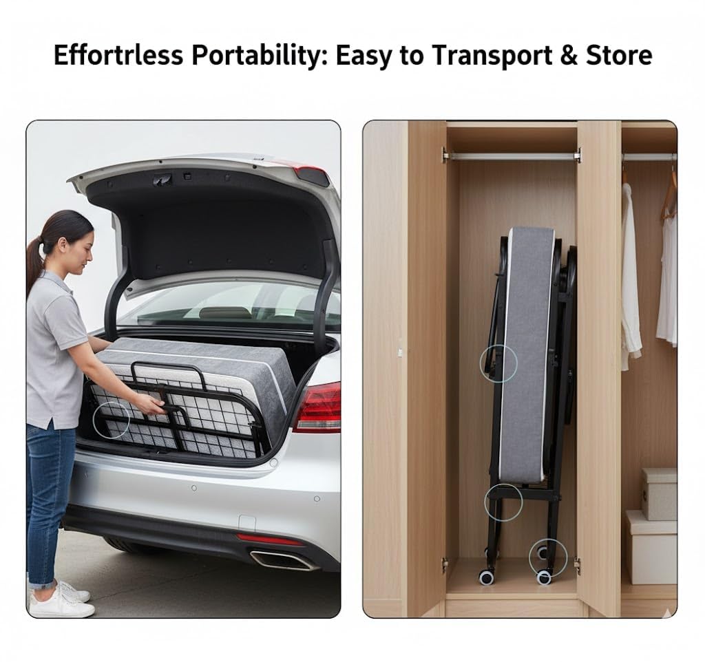 Foldable Bed with 5" Memory Foam Mattress I735