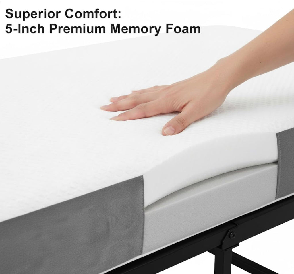Foldable Bed with 5" Memory Foam Mattress I735