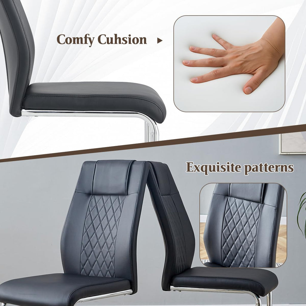 Black Faux Leather Dining Chairs Set 6 R402
