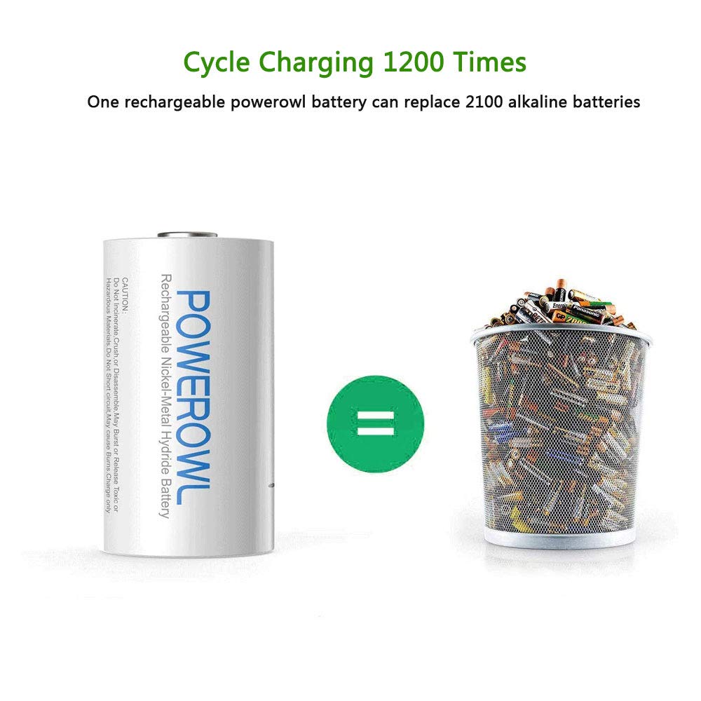 Rechargeable D Batteries 10000mah NiMH 4 Count R175637