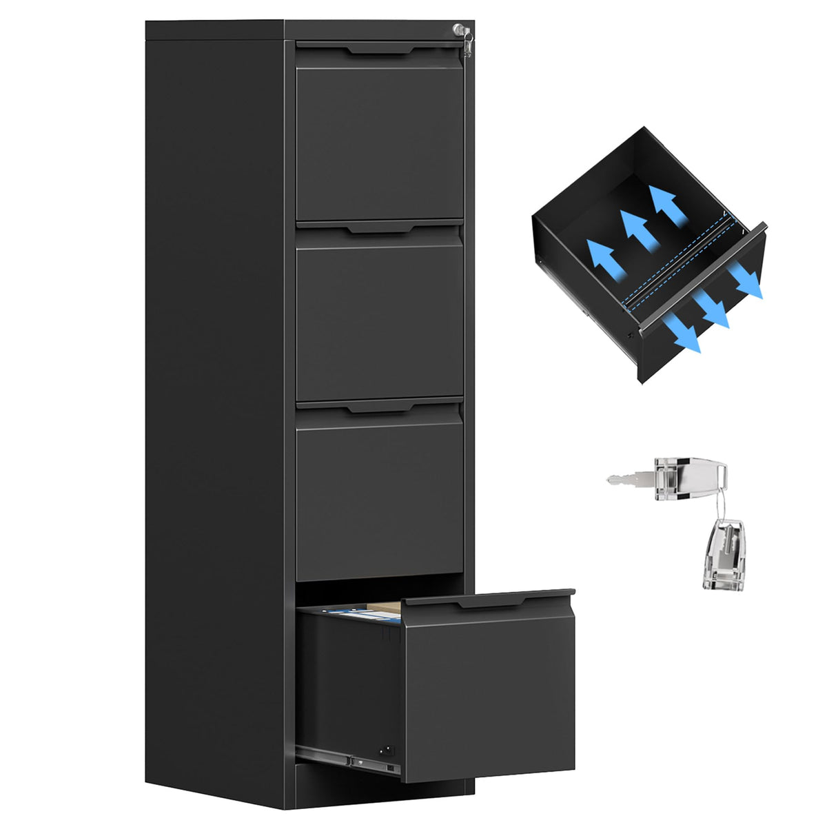 4 Drawer Metal File Cabinet with Lock O8685