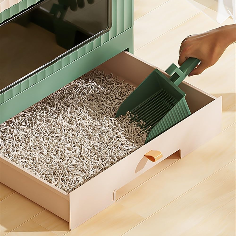 Foldable Enclosed Cat Litter Box with Lid & Scoop Q488