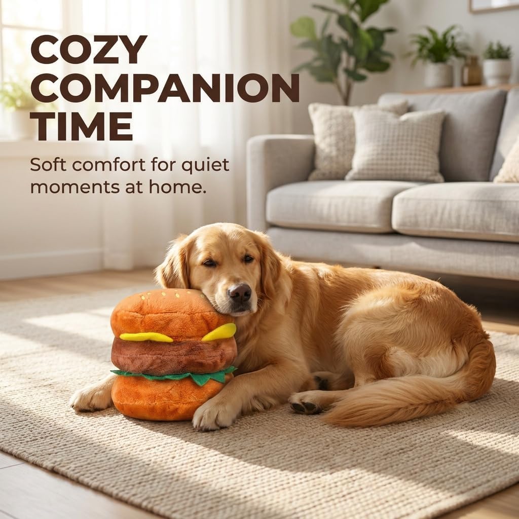 Hamburger Shape Dog Plush Squeaky Toy G883
