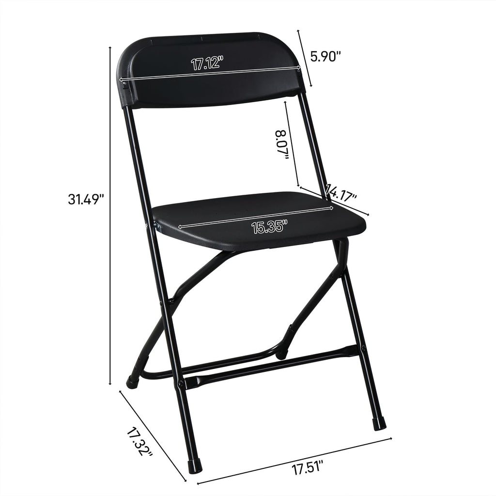 10 Pack Black Stackable Plastic Folding Chairs with Metal Legs H679605