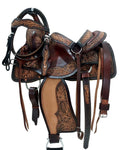 Hand Tooled Genuine Leather Western Horse Saddle with Tack Set 15-18 Inch G946139