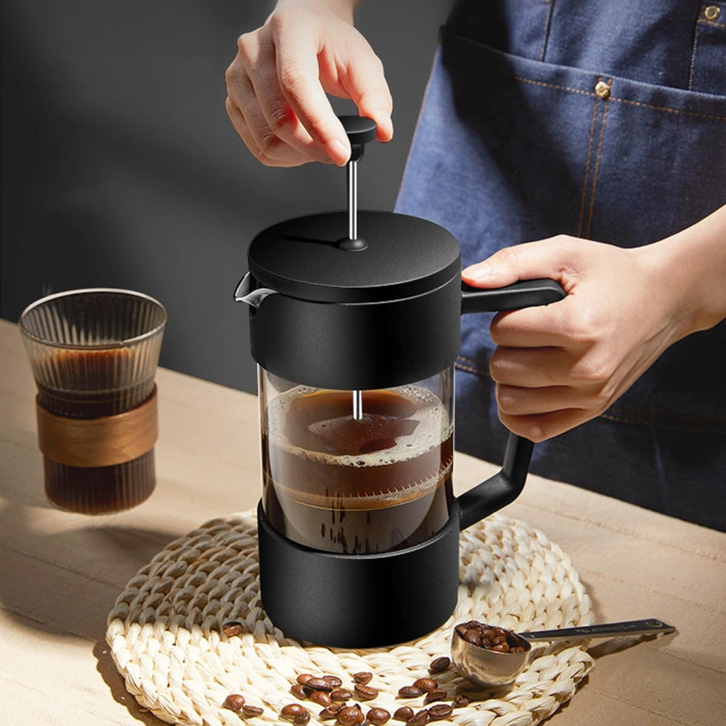 French Press Coffee Maker with 3-level Filter System, Stainless Steel, Borosilicate Glass, 1000ml Q29787