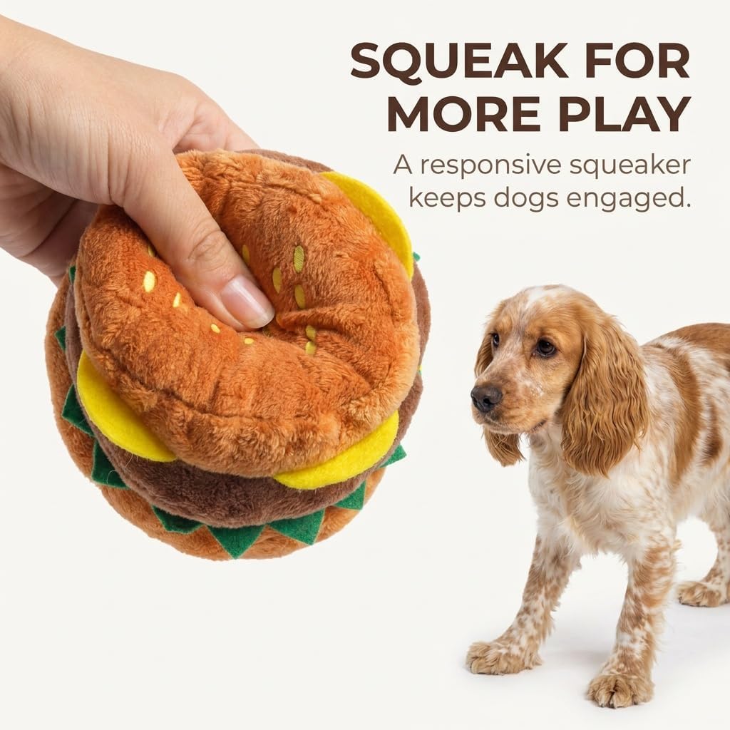 Hamburger Shape Dog Plush Squeaky Toy G883