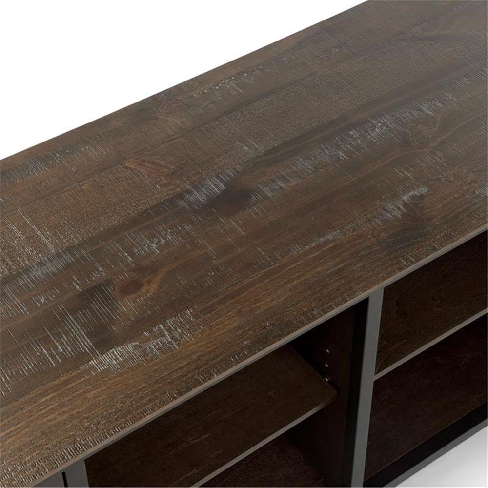 60-Inch Weathered Oak Wood TV Stand with Metal Legs A3017