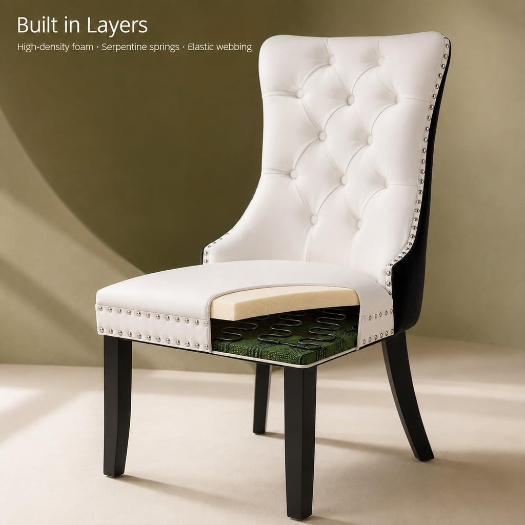 White Black PU Dining Chairs Set of 6 O4024