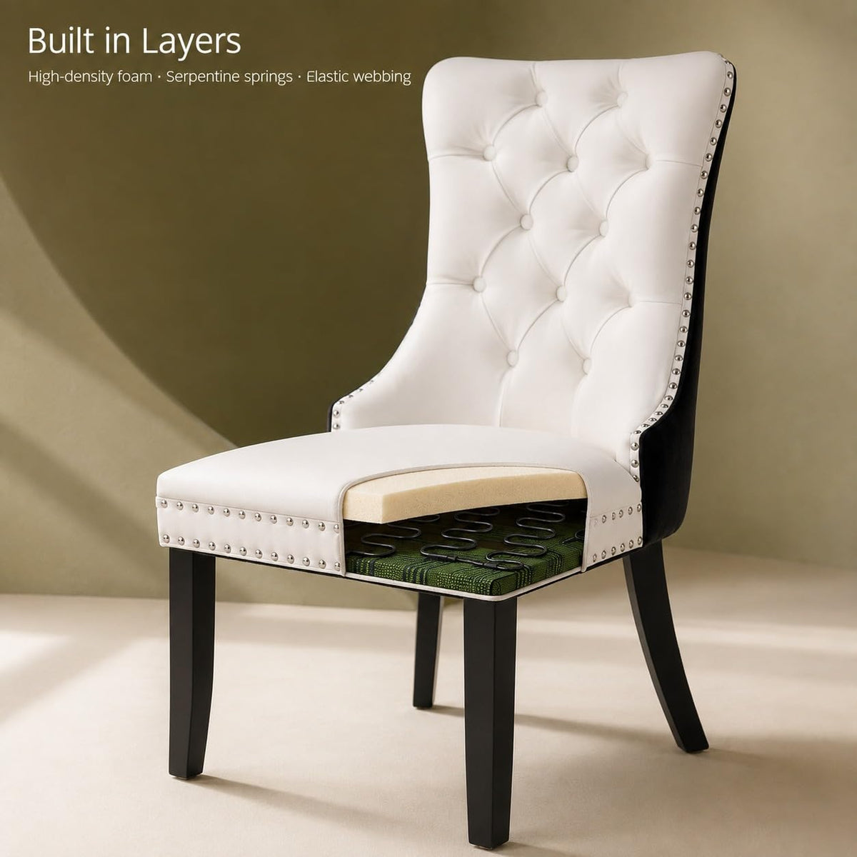 White Black PU Dining Chairs Set of 6 O4024