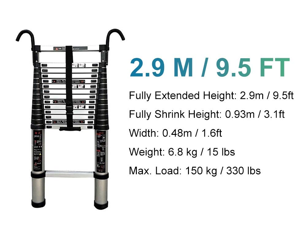 Aluminum Extension Folding Ladder, 330 Pound Capacity L9955