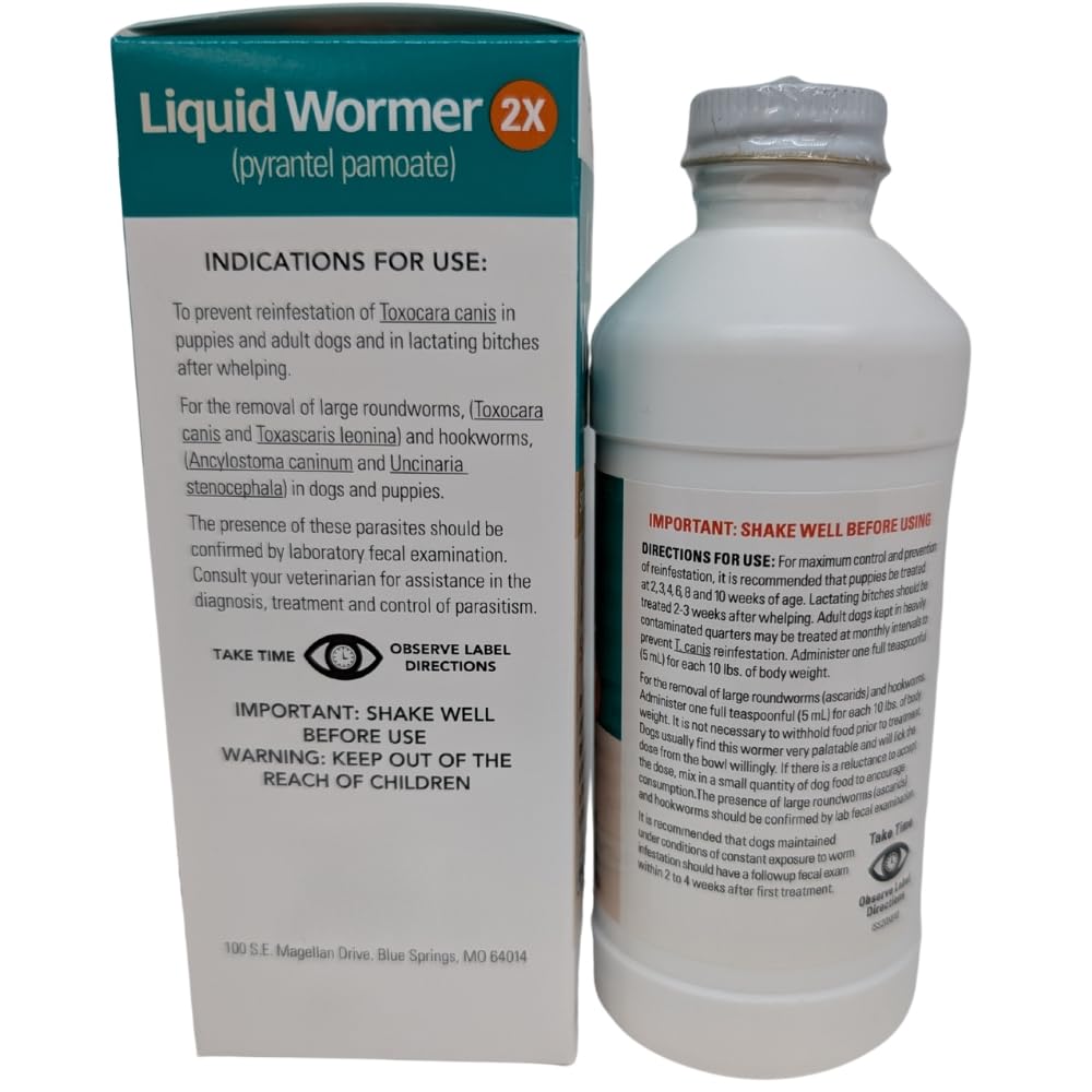 8 oz Pyrantel Pamoate Liquid Wormer for Dogs and Puppies Q8657