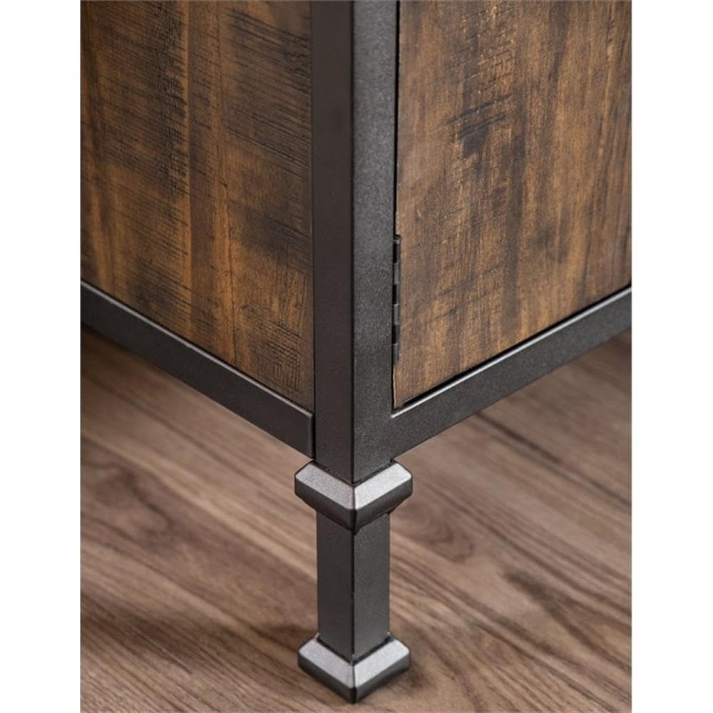 60-Inch Weathered Oak Wood TV Stand with Metal Legs A3017