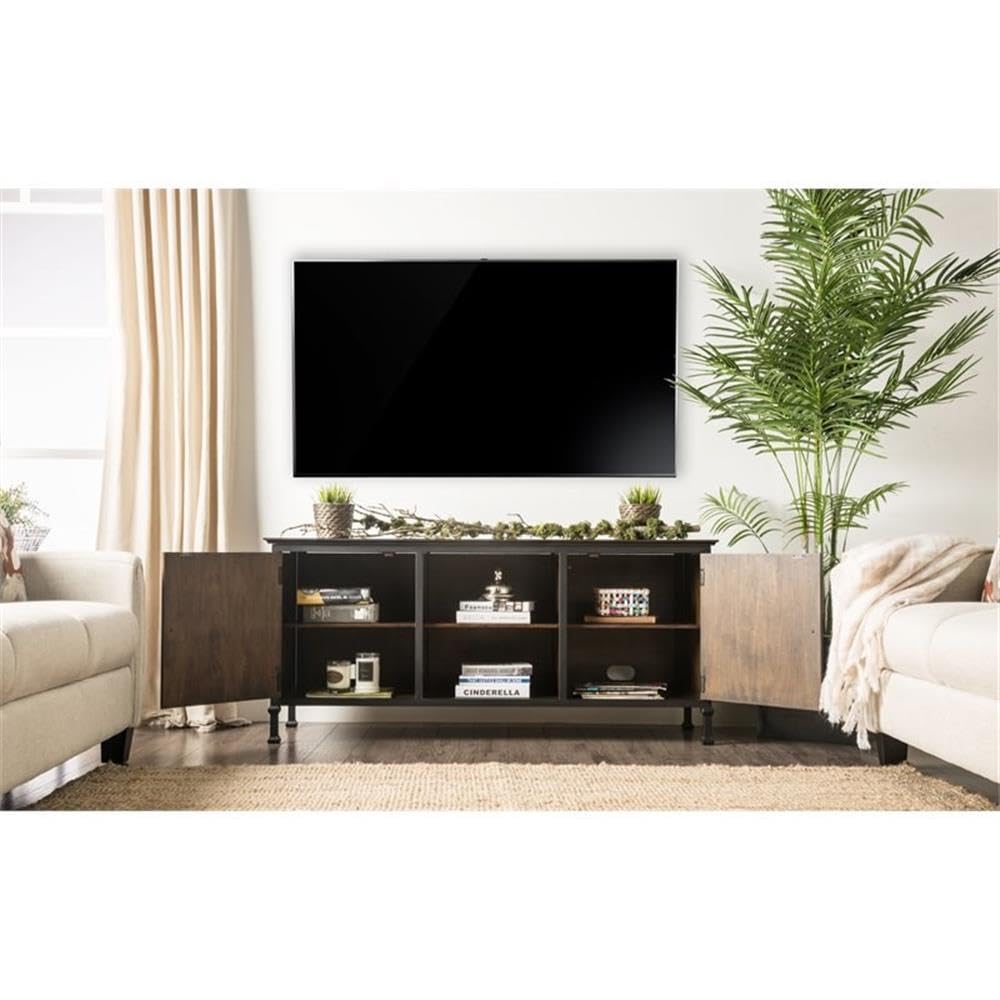 60-Inch Weathered Oak Wood TV Stand with Metal Legs A3017