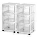 2 Pack White 3 Drawer Plastic Storage Cart E766